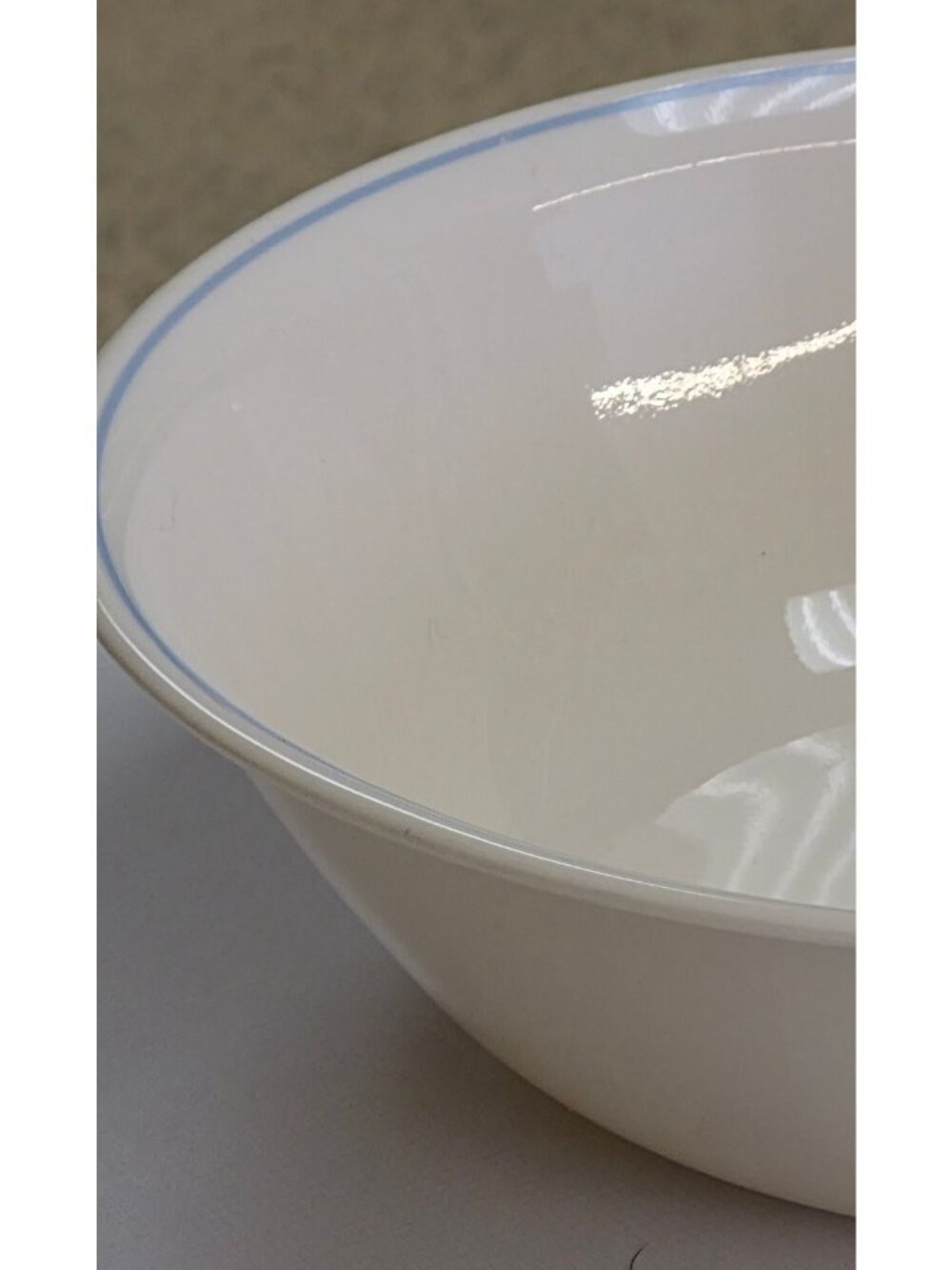 Corelle By Corning White Serving Bowl With Blue Rim - Picture 2 of 6